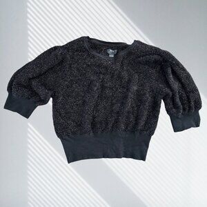 anthropologie maeve pamela black shimmer eyelash knit sweater xl tinsel pullover